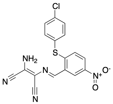 2-Amino-1-(1-aza-2-(2-(4-chlorophenylthio)-5-nitrophenyl)vinyl)ethene-1,2-dicarbonitrile